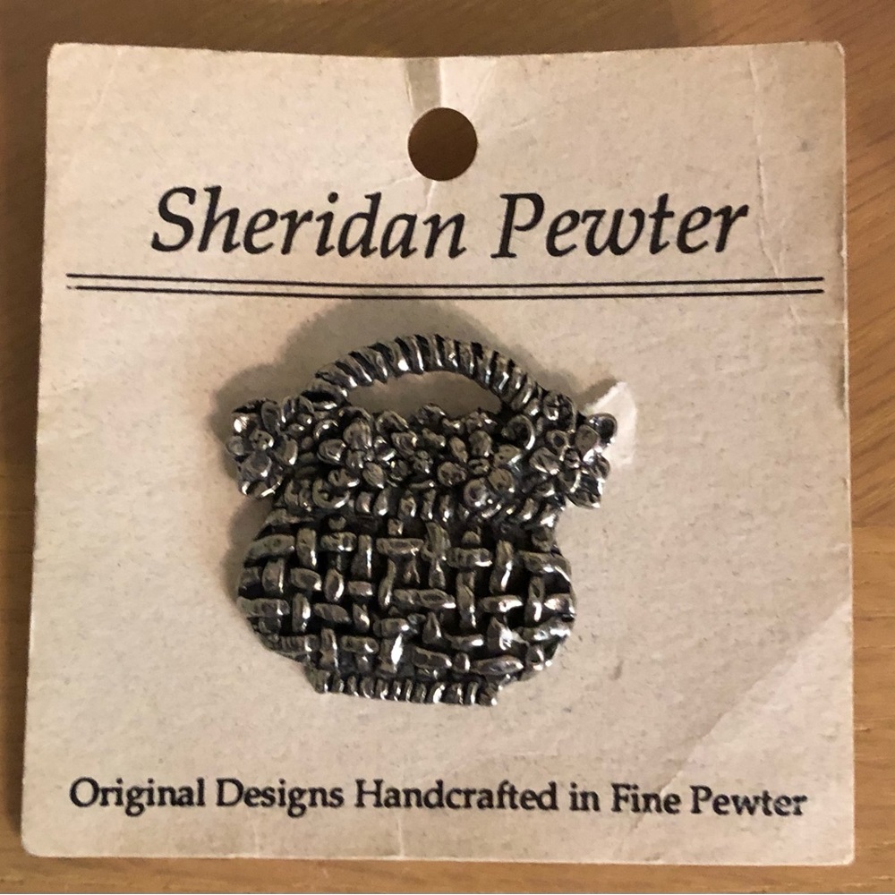 Sheridan Pewter Flower Basket, Original Designs Handcrafted fine pewter NWT VNT